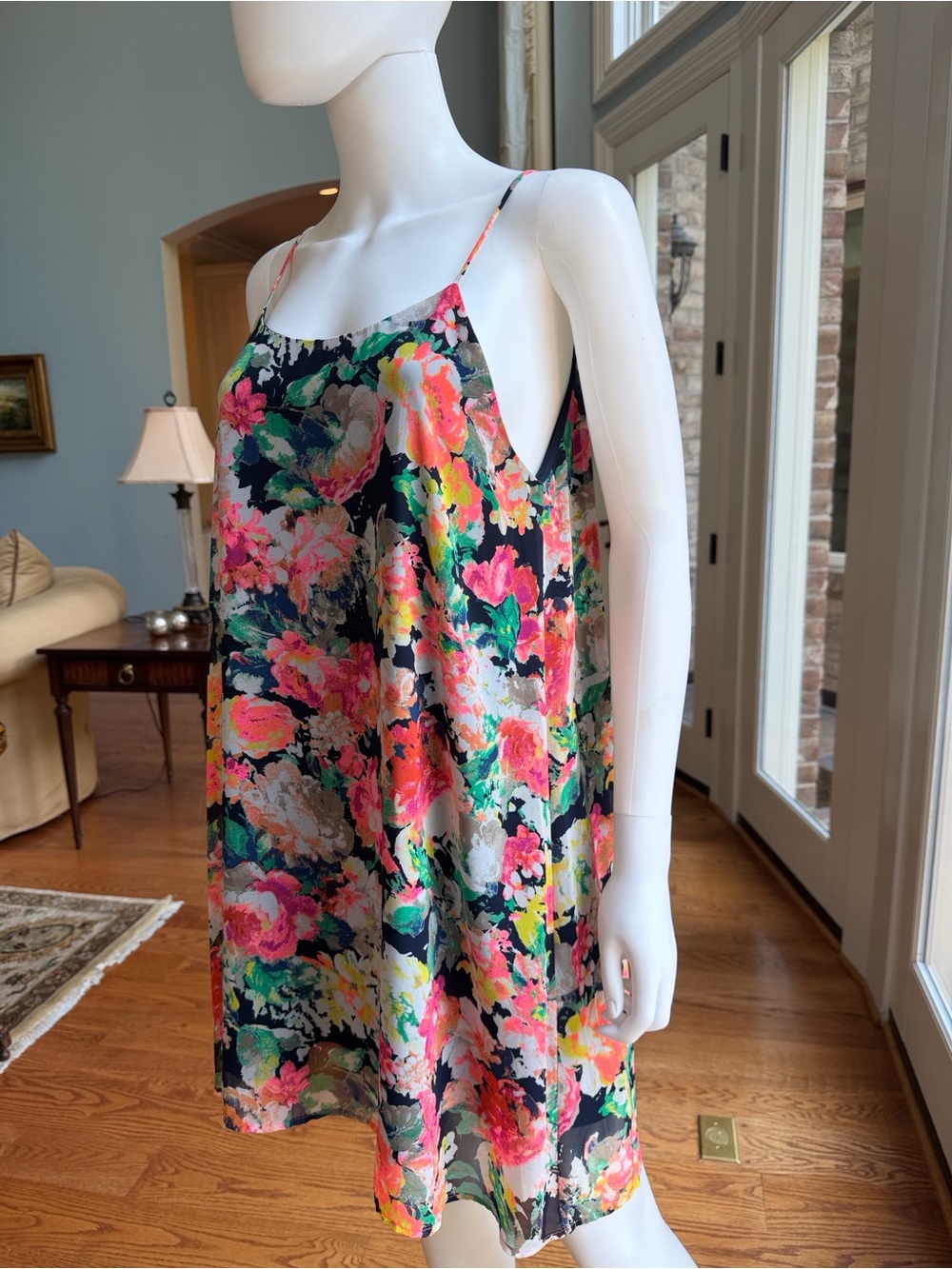 Final Touch Floral Spaghetti Strap Dress - Black Multicolor